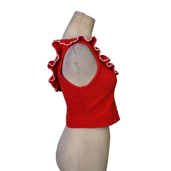 Urban Outfitters Orange Molly Ruffle One Shoulder Crop top Size Small - Picture 14 of 16